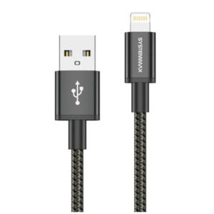 System Max كابل شحن ونقل البيانات N31 بقوة 30 واط من نوع USB-A Lightning - أسود