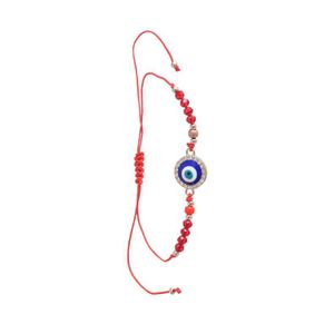 3Diamonds Eye-shaped pendant string bead bracelets for women - red