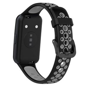 سوار ساعة متوافق مع هواوي باند 7 / هونر 7، سوار رياضي بديل من السيليكون - أسود/رمادي