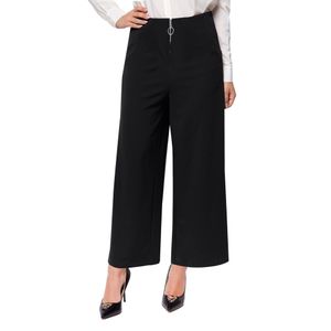 Buy BLACKBUCK Women Black Wide Leg HIGH Rise Formal Parallel Pants (XS,  BLACK4) at