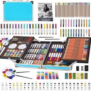JoyfulCreativity™ 150+ Piece Premium Kids Art Supply & Drawing Set – Deluxe Aluminum Case with Colored Pencils, Oil Pastels, Watercolor Cakes, Acrylic Paint Tubes, and Sketching Accessories, Perfect Educational & Birthday Gift for Children, Boys & Girls