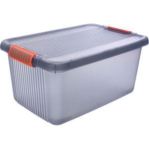 علبة تخزين منزلية 16 لتر - شفافة ومسطحة القاعدة، لتكديسها بسهولة وتنظيم الألعاب، المستلزمات المكتبية، وأغراض التنظيف