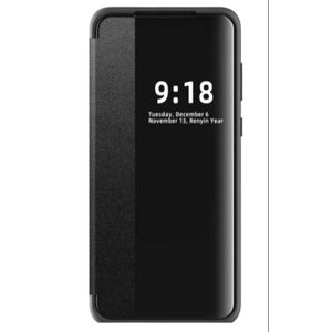 غطاء جلد ذكي لسامسونج جالكسي S23 ultra ألترا بفتحة عرض ذكية - أسود 