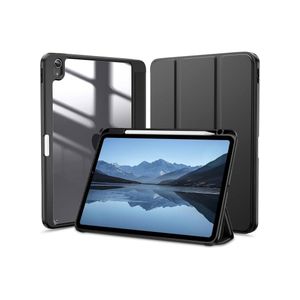 جراب لجهاز iPad Air 11 2025 (الجيل السابع) M3 مقاس 11 بوصة 2025، إطار TPU مقاوم للصدمات وغطاء خلفي شفاف من البولي كربونات غير لامع، جراب واقٍ مع حامل قلم - أسود، بولي كربونات