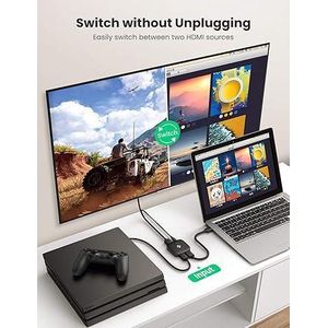 Ugreen موزع ومفتاح اتش دي ام اي 2 في 1 مخرج بدقة 4K تردد 60 هرتز، محول ومبدل HDMI يدوي للألعاب والكمبيوتر متوافق مع بلاي ستيشن 5، اكس بوكس، نينتندو سويتش، الشاشات، أجهزة العرض - أسود (80126)