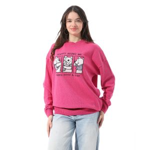 Andora Round Neck Long Sleeves Sweatshirt - Fuchsia