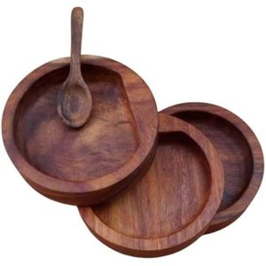 طقم توابل خشبي مع ملعقة