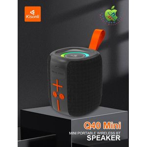 Kisonli مكبر صوت محمول كيسونلي Q26 ستيريو باسي RGB بقوة 10 واط، بطارية 1200 مللي أمبير