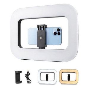 E-30 Mobile Phone Camera Fill Light Square LED Selfie Light with Phone Holder Type-C Rechargeable Dimmable Adjustable Color Temperature