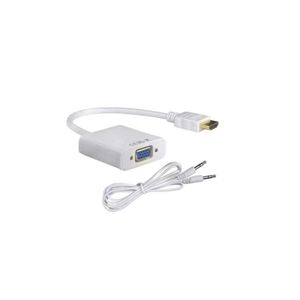 ZERO 1080P HDMI Male To VGA Female Video Converter Adapter Cable With Audio For Pc Dvd Hdtv White