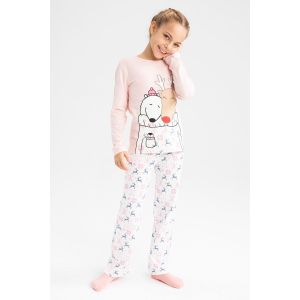 Defacto Girl Regular Fit Knitted Pyjamas - Lt.Lilac