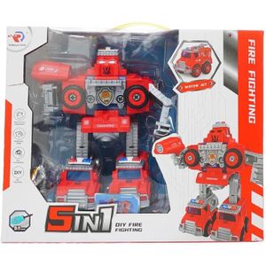 لعبة بناء رجل إطفاء بلاستيكية - أحمر ورمادي Ofer-220