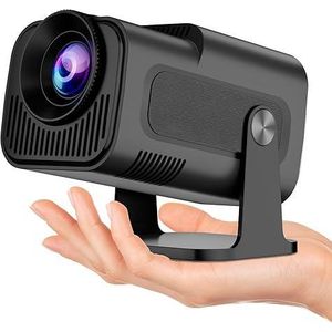 جهاز عرض ذكي 4K 1080P مع تطبيقات مدمجة، بلوتوث واي فاي، كيستون تلقائي، عرض قصير وقابل للتعديل 270° - صغير محمول للأفلام الخارجية HY320 HY300 (أسود) بروجيكتور