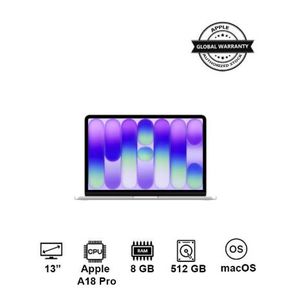 Apple  MacBook Neo -  A18 Pro 6-core   - 512GB - 8GB Ram - 13 inch -English/Arabic - Silver