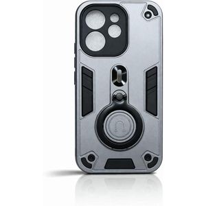 Case Compatible with OPPO RENO 15 5G Dual Layer Protective Shockproof Hard Armor Cover with 360° Rotating Finger Ring Kickstand and Car Magnetic Mount (Gray)