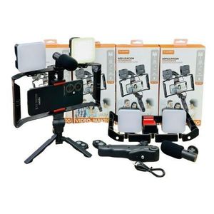 حلقة إضاءة سيلفي احترافية مع حامل موبايل، ميكروفون وLED – تحكم بلوتوث – تسجيل فيديو بجودة سينمائية