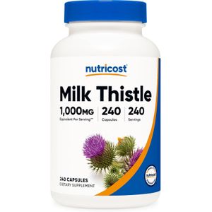 Nutricost Milk Thistle 250mg (1000mg Equivalent), 240 Vegetarian Capsules - 4:1 Extract - Non-GMO and Gluten Free
