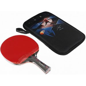 مضرب تنس طاولة بمقبض من خشب الحور وسطح من خشب الزيزفون، مع حقيبة حمل، متعدد الألوان