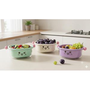 2-in-1 Acrylic Strainer and Bowl Set for Washing - Draining Vegetables and Fruits – Shatter Resistant – 25 cm