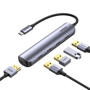 Ugreen 5-in-1 USB-C Hub Multiport Adapter with 4 USB 3.0 Ports, HDMI 4K, Type-C Converter, USB-C to HDMI, High-Speed Data Transfer