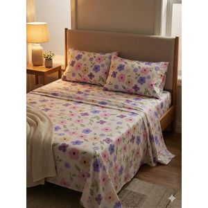 YARLIN طقم سرير من يارلن (ملاية سرير عادية لسرير مقاس 200 سم وغطاء وسادتين صغيرتين بتصميم فلورال 2)