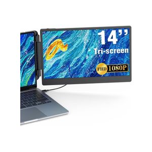 Touch 14-inch 1080P Portable Dual Monitor Extender for Laptops, USB-C/HDMI, Plug-Play / black