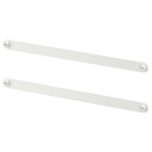 Suspension rail Two white metal suspension rails with circular end caps, designed for mounting organisers.