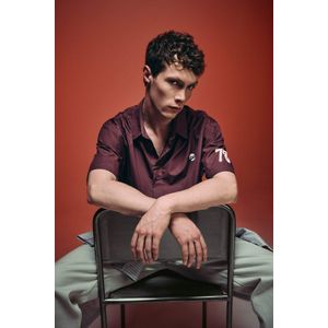 Defacto Boxy Fit Polo Collar Printed Poplin Short Sleeve Shirt