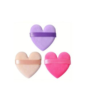 Shein Concealer & Makeup Sponge Set â€“ 3 Pcs Multi-Color Heart Shape Powder Puff for Face & Body, Soft & Lightweight