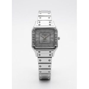 Onlyou Elegant Women's Silver Quartz Watch with Crystal-Studded Bracelet. Silver Color