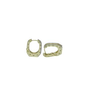 3Diamonds Double Band Sparkle Platinum Earring for Women, Gold - Earring8