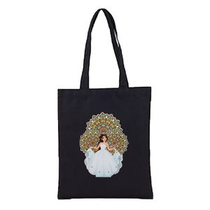 Tote Bag BLACK AL LELA ALKBERA in high quality beige print