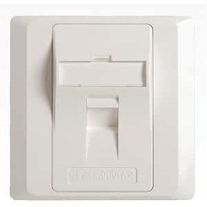 Systemmax Face Plate Angular,Snap-In,W Shutter,1port, White
