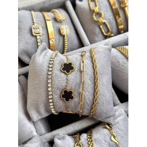 Chic 4-Piece Layered Charm Bracelet Set - 316-Grade Stainless Steel (Gold-Tone Non-Tarnish & Waterproof Jewelry)