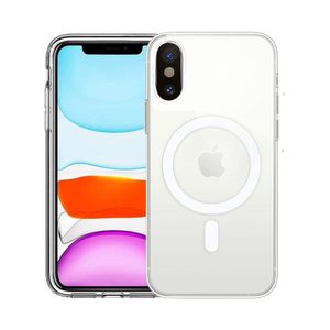 جراب مغناطيسي لهاتف آيفون XS ماكس: شفاف، مقاوم للصدمات، متوافق مع الشحن اللاسلكي