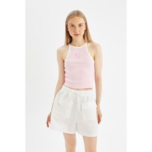 Defacto Slim Fit Slogan Pattern Camisole Tank Top - Pink
