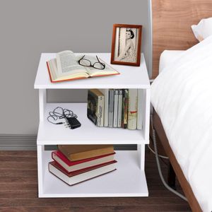 Home Gallery modern square 2 tier wooden side table - white w40 * h43 * d40