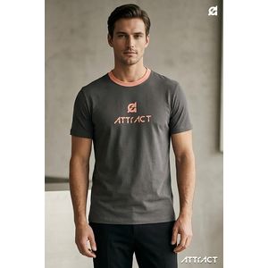 ATTRACT Signature - Men's T-Shirt 100% Slim Cotton - Dark Grey