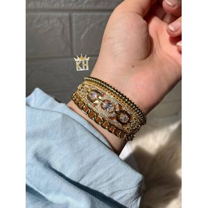 أساور "اللمسة الذهبية" المقاومة للصدأ، لون ذهبي ، سلسلة معصم مقاومة للماء ، هدية مجوهرات للفتيات ، جديد 