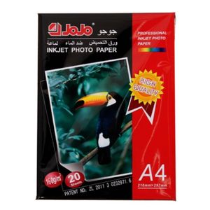 JOJO Photo glossy paper 180 grams // A4 size, glossy, waterproof, dries quickly, 20 sheets