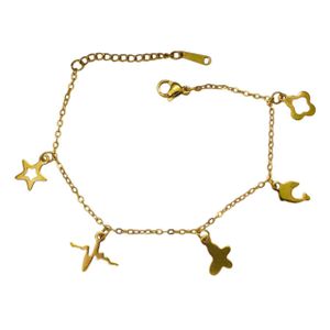 3Diamonds Women's gold bracelet decorated with various charms, made of 316L stainless steel with gold plating.