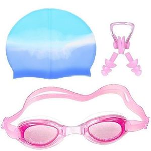 قبعة شاطئ ونظارات سباحة مقاومة للتسرب مع حماية من الأشعة فوق البنفسجية