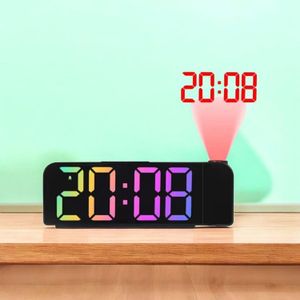 ساعة منبه مكتبية LED مع عرض الإسقاط، متعددة الألوان، عرض رقمي كبير، ضوء ليلي، 12-24 ساعة (ألوان)