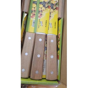 Medium-sized food slicing knife with a wooden handle