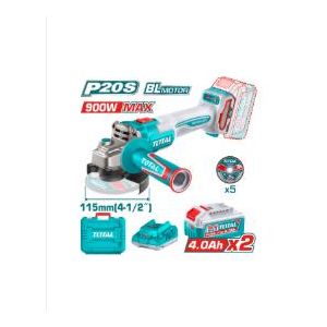 TOTAL 20V Brushless Cordless Angle Grinder 4.5" 900W Kit – TAGLI261522
