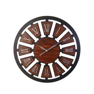ساعة حائط دائرية حديثة مصنوعة من الخشب، 40 سم بأرقام رومانية