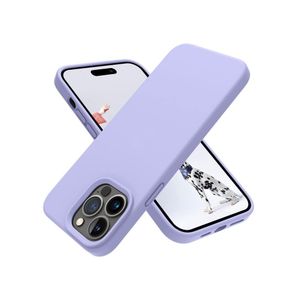 متوافق مع هاتف iPhone 11 Pro مقاس 5.8 بوصة، جراب حماية نحيف من السيليكون السائل، 4 طبقات من المطاط الهلامي الناعم، مقاوم للصدمات، مع بطانة من الألياف الدقيقة المقاومة للخدش (لون بنفسجي فاتح).