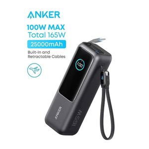 Anker 25000 mAh Power Bank, 25,000mAh 165W Ultra-Fast Portable Charger for Dual Laptops, Fast Charging Battery Pack with Built-In and Retractable Cables, For iPhone 17/16 Series, Samsung, and More Black