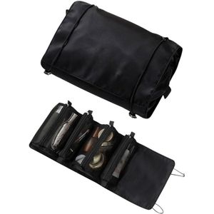 Makeup Pouch Travel Pouch, Makeup Pouch, Large Capacity, 4 Compartments, Foldable, Removable, Travel, Waterproof, Cosmetics Pouch, Toiletry Pouch, For Travel, Multifunctional, Cute, Bathroom-Black