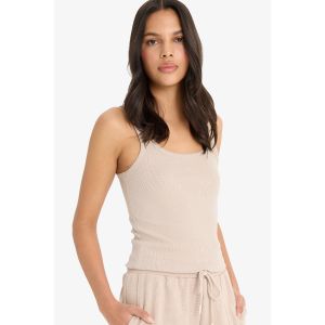 Defacto Woman Round Collar Slim Fit Athlete - Stone